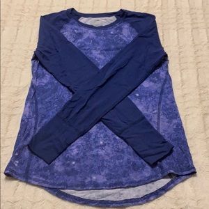 Blue Tie Dye Long Sleeve Athletic Top